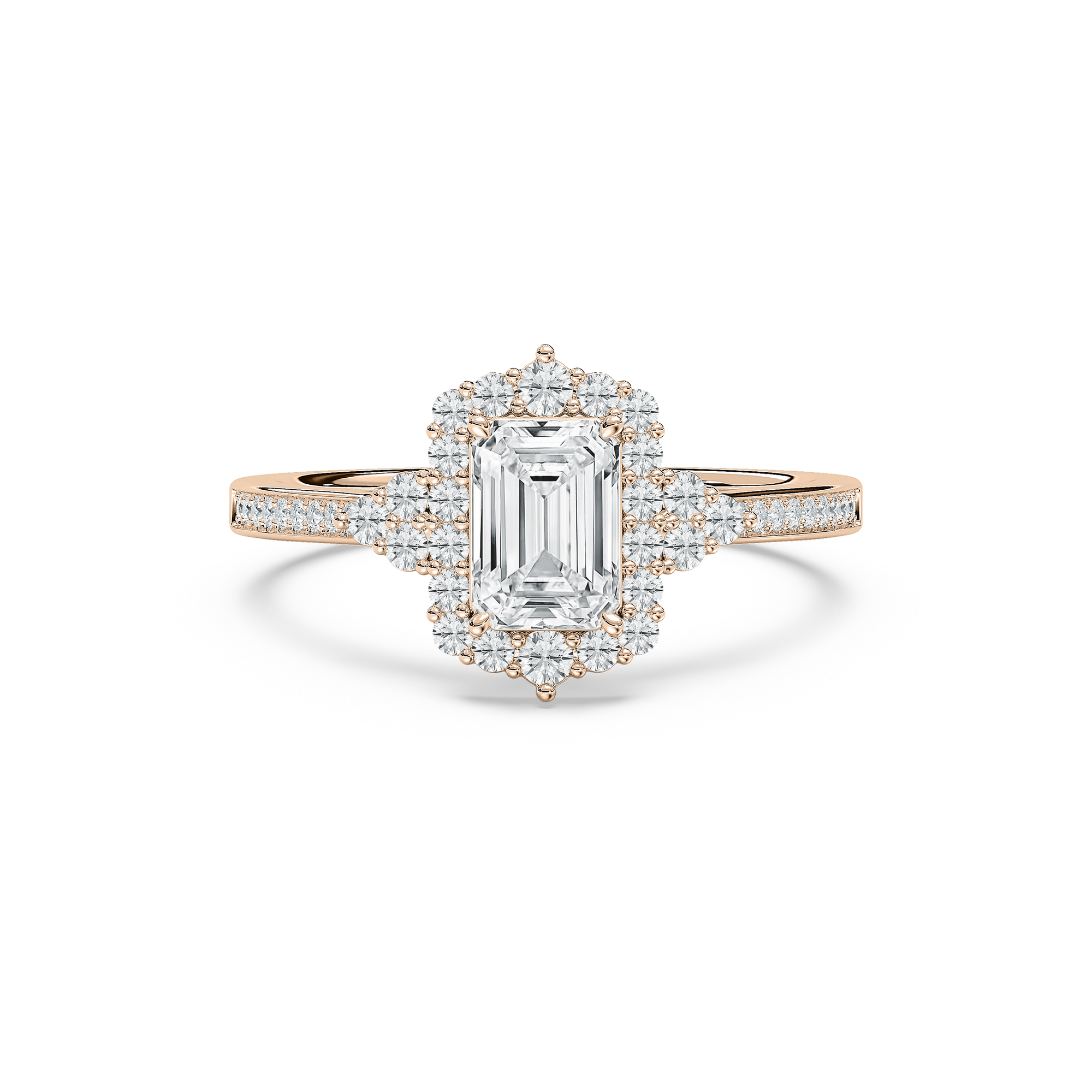 Yara Emerald Engagement Ring in Rose Gold