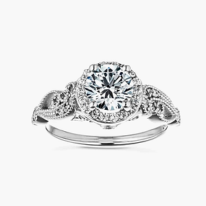 Freya Lab Grown Diamond Halo Vintage Filagree Wedding Set