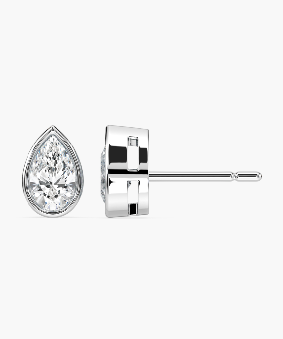 Lab Grown Diamond Bezel set Stud Earrings in White Gold