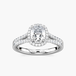 Adara Cushion Lab Grown Diamond Double Row Split Shank Halo Engagement Ring