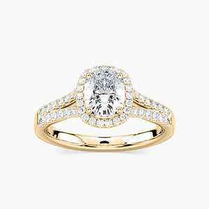 Adara Cushion Lab Grown Diamond Double Row Split Shank Halo Engagement Ring