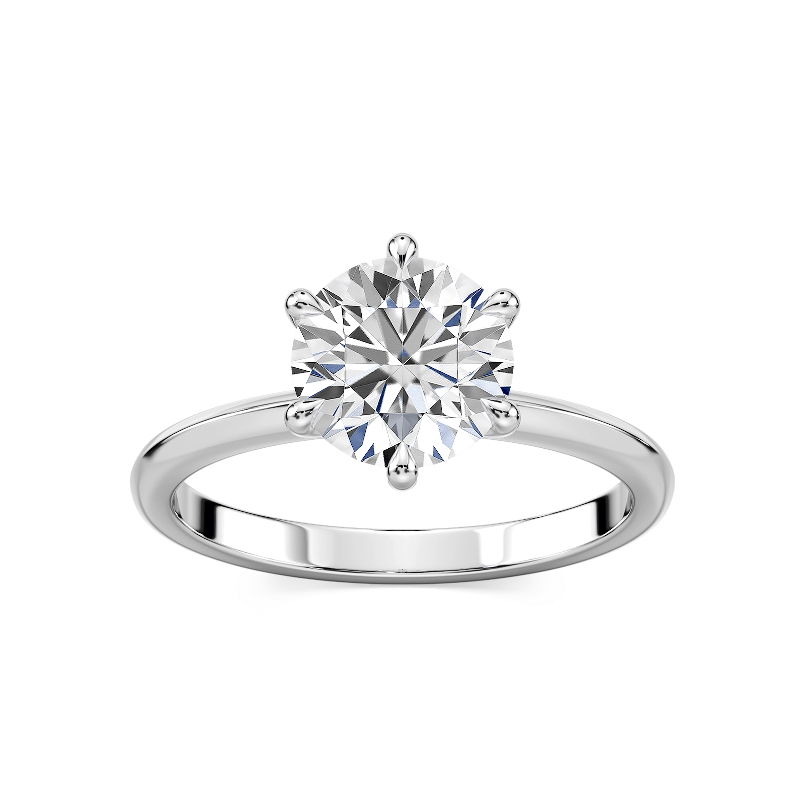 Alma Round Lab Grown Diamond Knife Edge Solitaire Engagement Ring