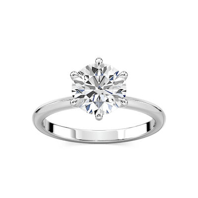 Alma Round Lab Grown Diamond Knife Edge Solitaire Engagement Ring