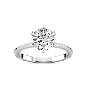 Alma Round Lab Grown Diamond Knife Edge Solitaire Engagement Ring