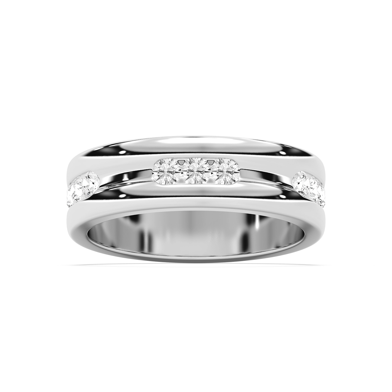 Elliott 5/8 ctw Round Lab Grown Diamond 6.80mm Channel Mens Wedding Band