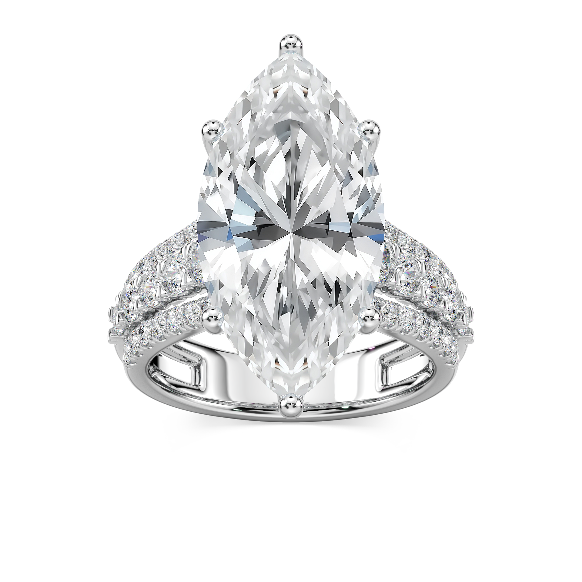 Amanda 11 ¼ ctw Marquise Lab Grown Diamond Triple Row Side Stone Engagement Ring - Signature Collection