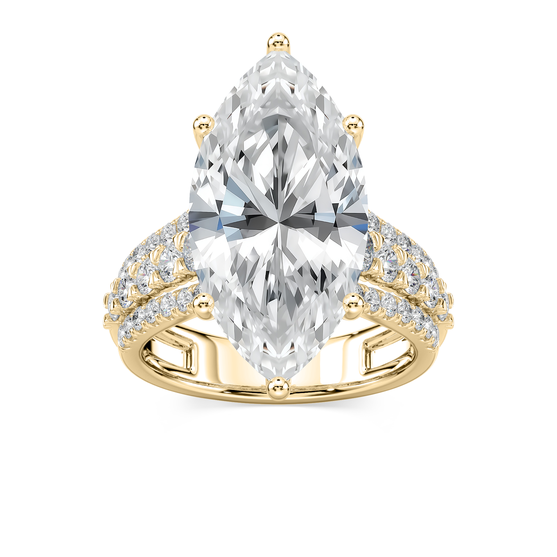 Amanda 11 ¼ ctw Marquise Lab Grown Diamond Triple Row Side Stone Engagement Ring - Signature Collection