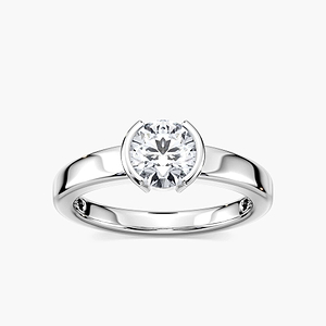 Lainey Round Lab Grown Diamond Three Quarter Bezel Solitaire Engagement Ring