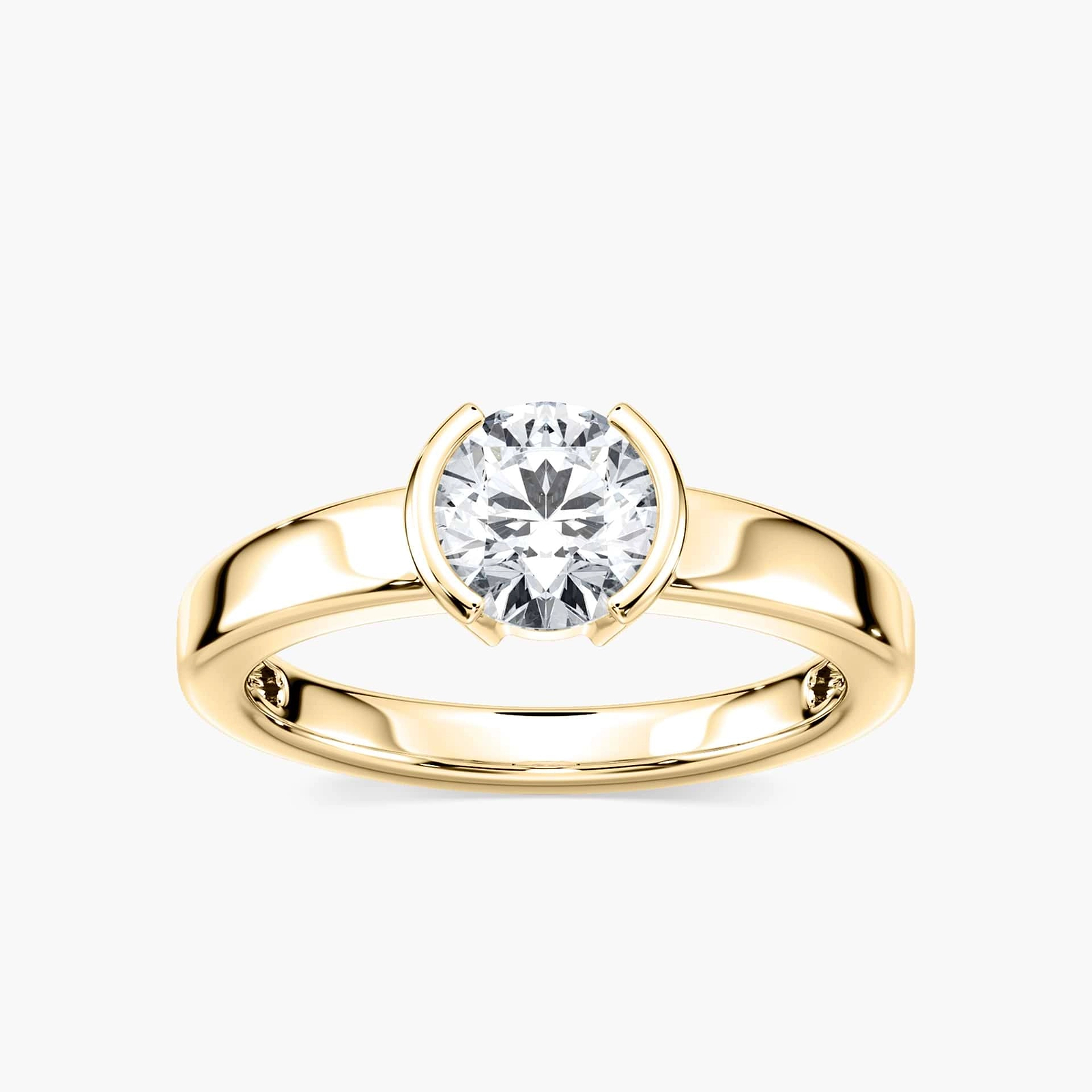 Lainey Round Lab Grown Diamond Three Quarter Bezel Solitaire Engagement Ring