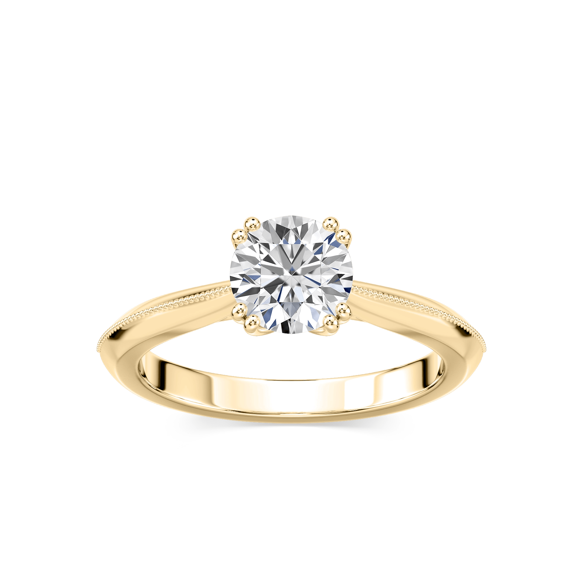 Amelia Lab Grown Diamond Milgrain Knife Edge Double Prong Solitaire Engagement Ring