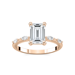 Amelie Emerald Lab Grown Diamond Spaced Marquise Side Stone Engagement Ring