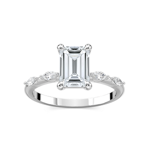 Amelie Emerald Lab Grown Diamond Spaced Marquise Side Stone Engagement Ring