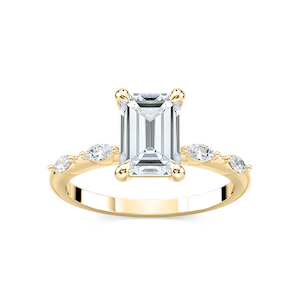 Amelie Emerald Lab Grown Diamond Spaced Marquise Side Stone Engagement Ring