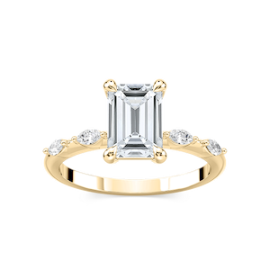 Amelie Emerald Lab Grown Diamond Spaced Marquise Side Stone Engagement Ring