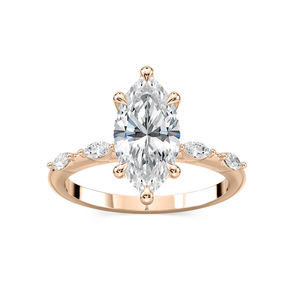 Amelie Marquise Lab Grown Diamond Spaced Marquise Side Stone Engagement Ring