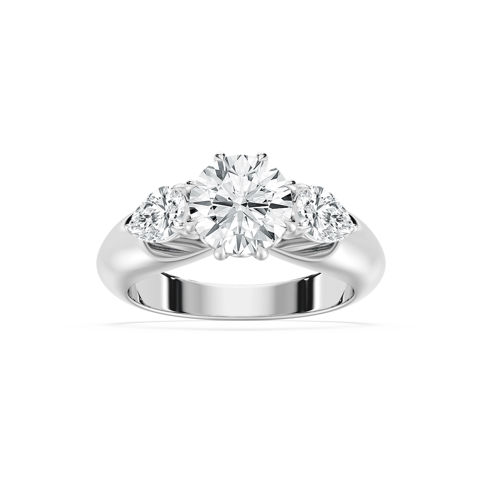 Anaiah 3 ctw Round Lab Grown Diamond Pear Duo Three Stone Engagement Ring