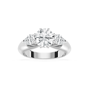 Anaiah 3 ctw Round Lab Grown Diamond Pear Duo Three Stone Engagement Ring