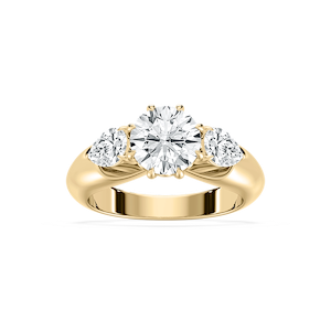 Anaiah 3 ctw Round Lab Grown Diamond Pear Duo Three Stone Engagement Ring