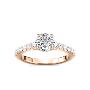 Angel Lab Grown Diamond Shared Prong Hidden Halo Engagement Ring