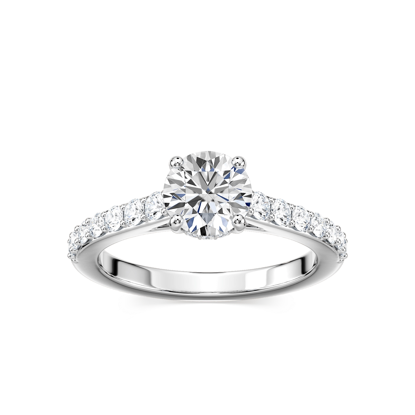 Angel Lab Grown Diamond Shared Prong Hidden Halo Engagement Ring