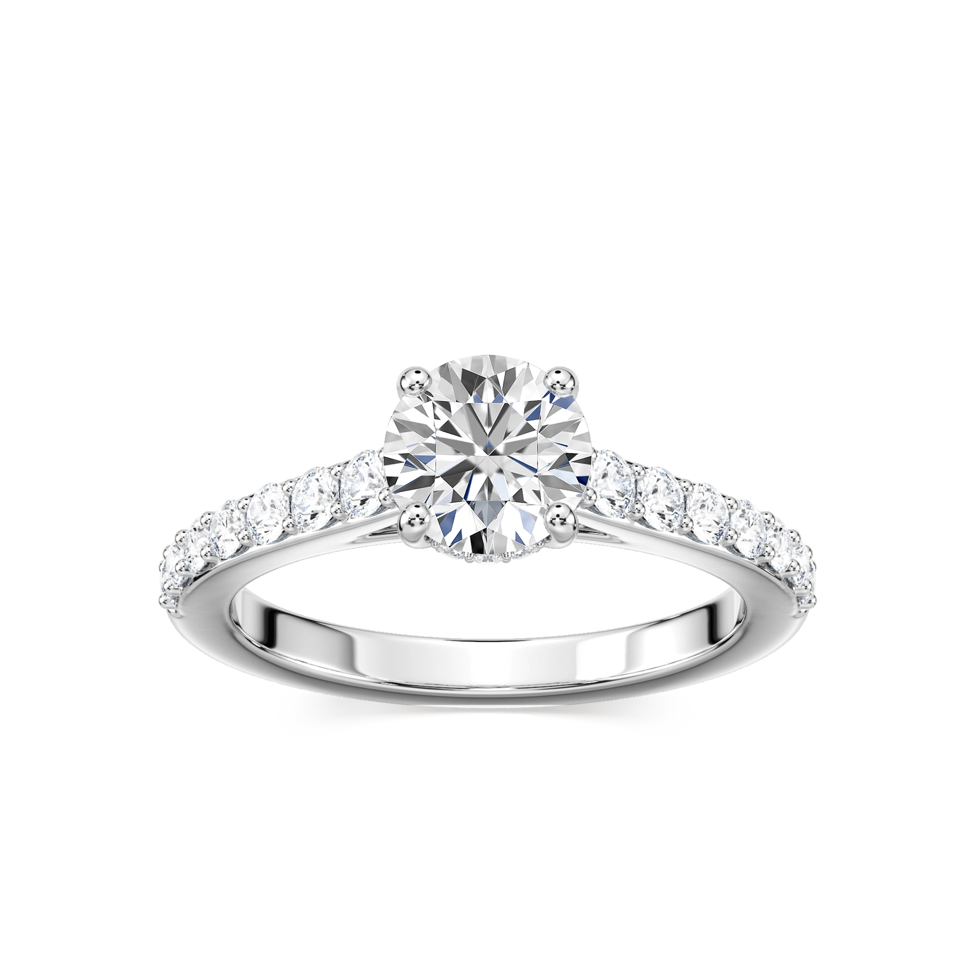 Angel Lab Grown Diamond Shared Prong Hidden Halo Engagement Ring