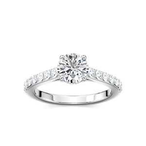 Angel Lab Grown Diamond Shared Prong Hidden Halo Engagement Ring