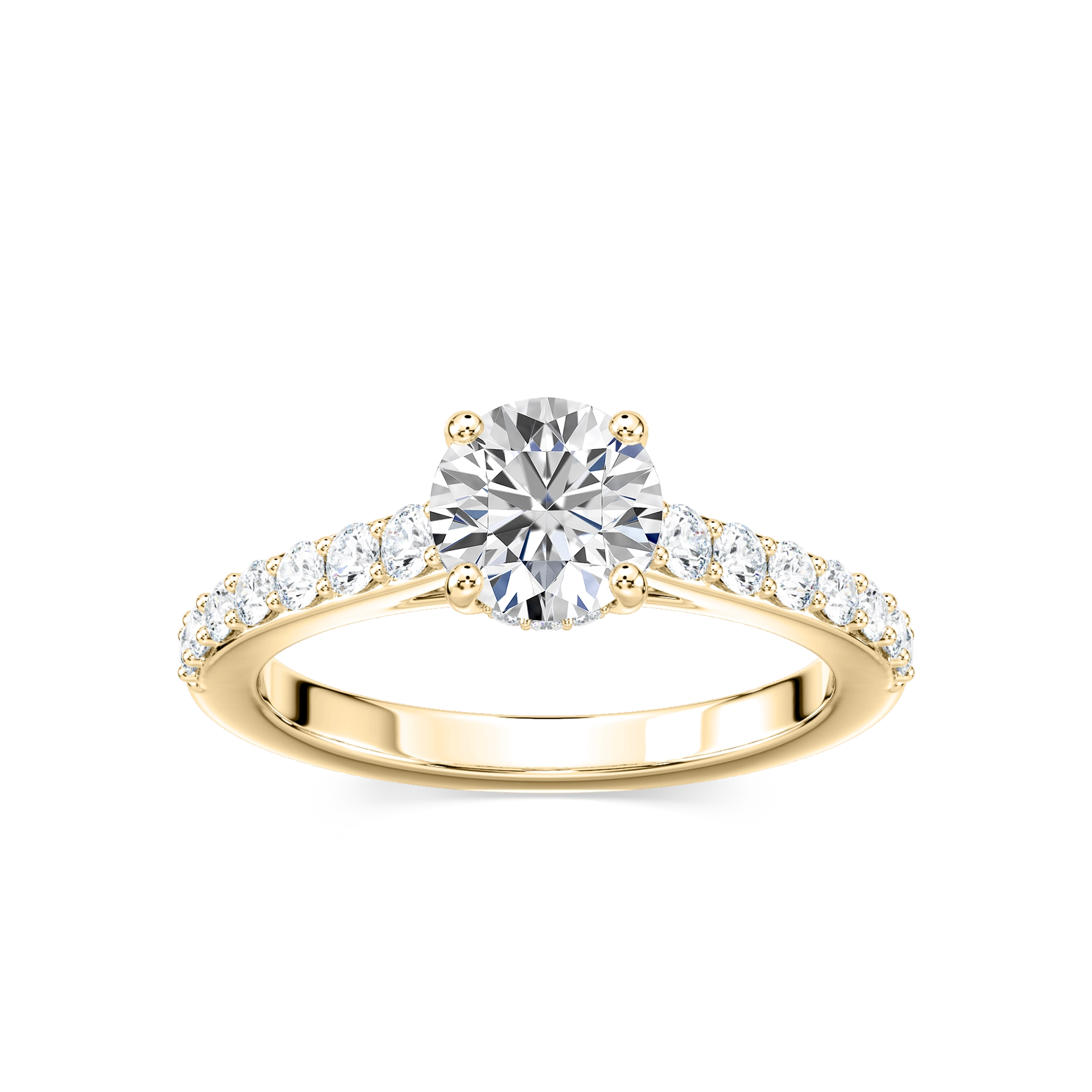 Angel Lab Grown Diamond Shared Prong Hidden Halo Engagement Ring