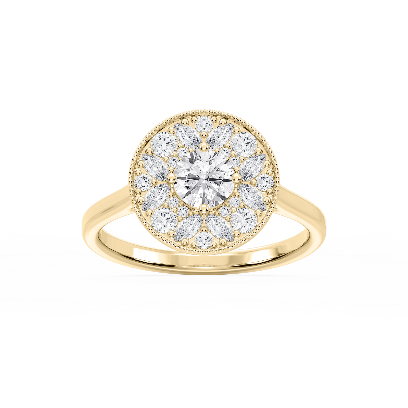 Annika 1 ctw Round and Marquise Lab Grown Diamond Multi Shape Halo Vintage Promise Ring