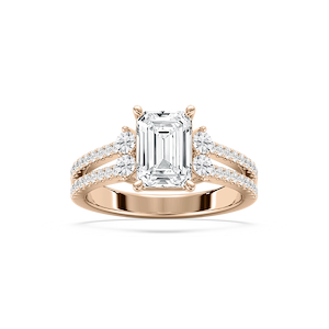 Arden 2 ¹⁄₂ ctw Emerald Lab Grown Diamond Double Row Split Shank Side Stone Engagement Ring