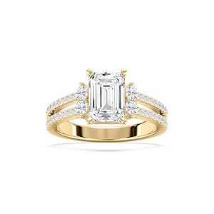 Arden 2 ¹⁄₂ ctw Emerald Lab Grown Diamond Double Row Split Shank Side Stone Engagement Ring