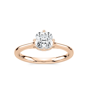 Ariel Cushion Lab Grown Diamond Eight Prong Royal Crown Hidden Halo Engagement Ring