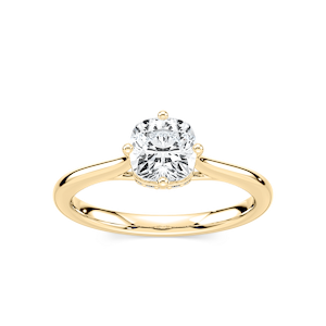 Ariel Cushion Lab Grown Diamond Eight Prong Royal Crown Hidden Halo Engagement Ring