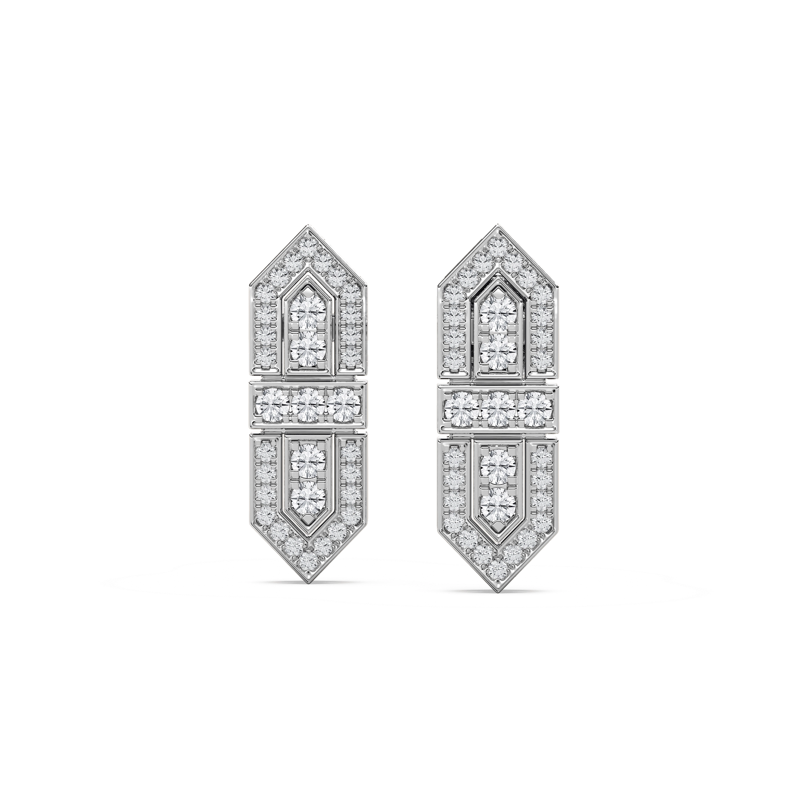 Art Deco Shield Earrings in Rose Gold