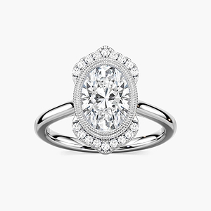 Arya Oval Lab Grown Diamond Milgrain Vintage Antique Halo Engagement Ring