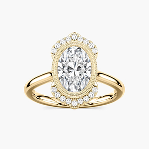 Arya Oval Lab Grown Diamond Milgrain Vintage Antique Halo Engagement Ring