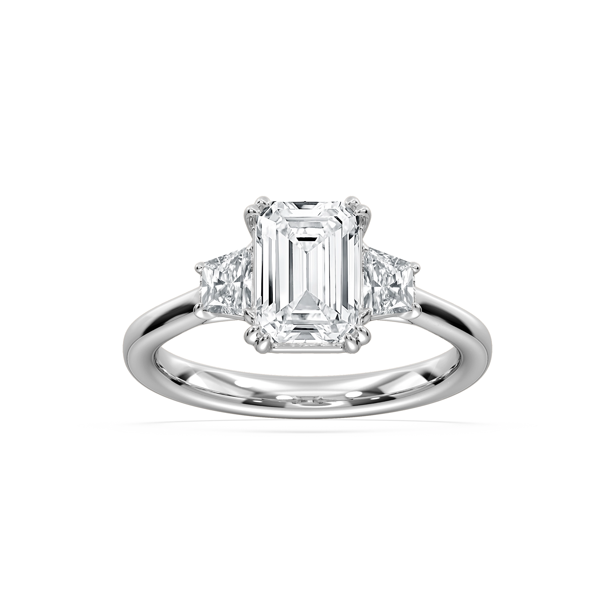 Astra Emerald Three Stone Ring in Rose Gold