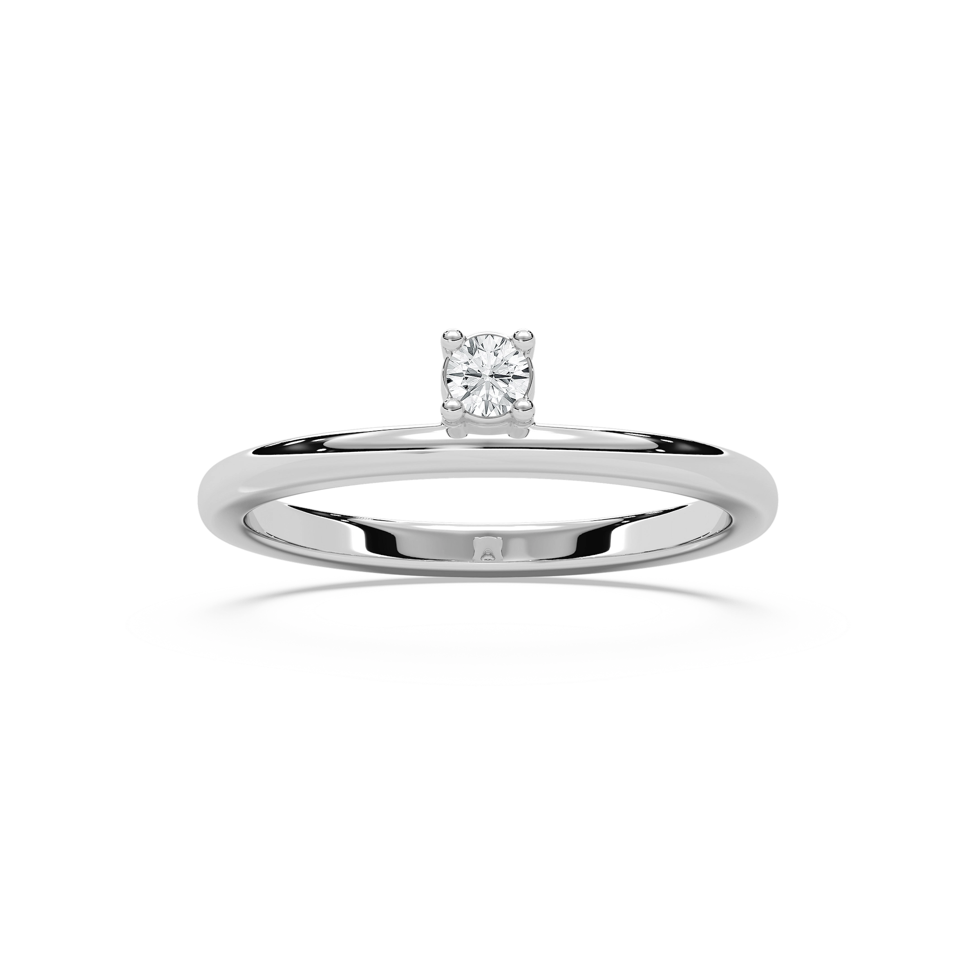 Shown with 0.10ct Lab Grown Diamond in 14k White Gold|Unique asymmetrical stackable ring with 0.10ct round cut lab grown diamond in 14k white gold