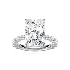 Aubrey 7 ctw Radiant Lab Grown Diamond Single Shared Prong Hidden Halo Engagement Ring