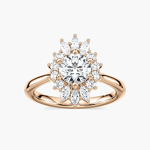 Everly Round Lab Grown Diamond Sunburst Halo Engagement Ring