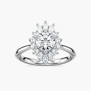Everly Round Lab Grown Diamond Sunburst Halo Engagement Ring