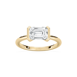 Azure 2 ctw Emerald Lab Grown Diamond East West Semi Bezel Solitaire Engagement Ring