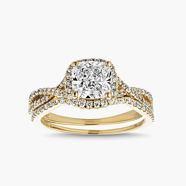 Paloma Lab Grown Diamond Halo Twist Wedding Set