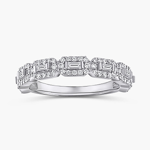 Baguette and Round Diamond Halo Band