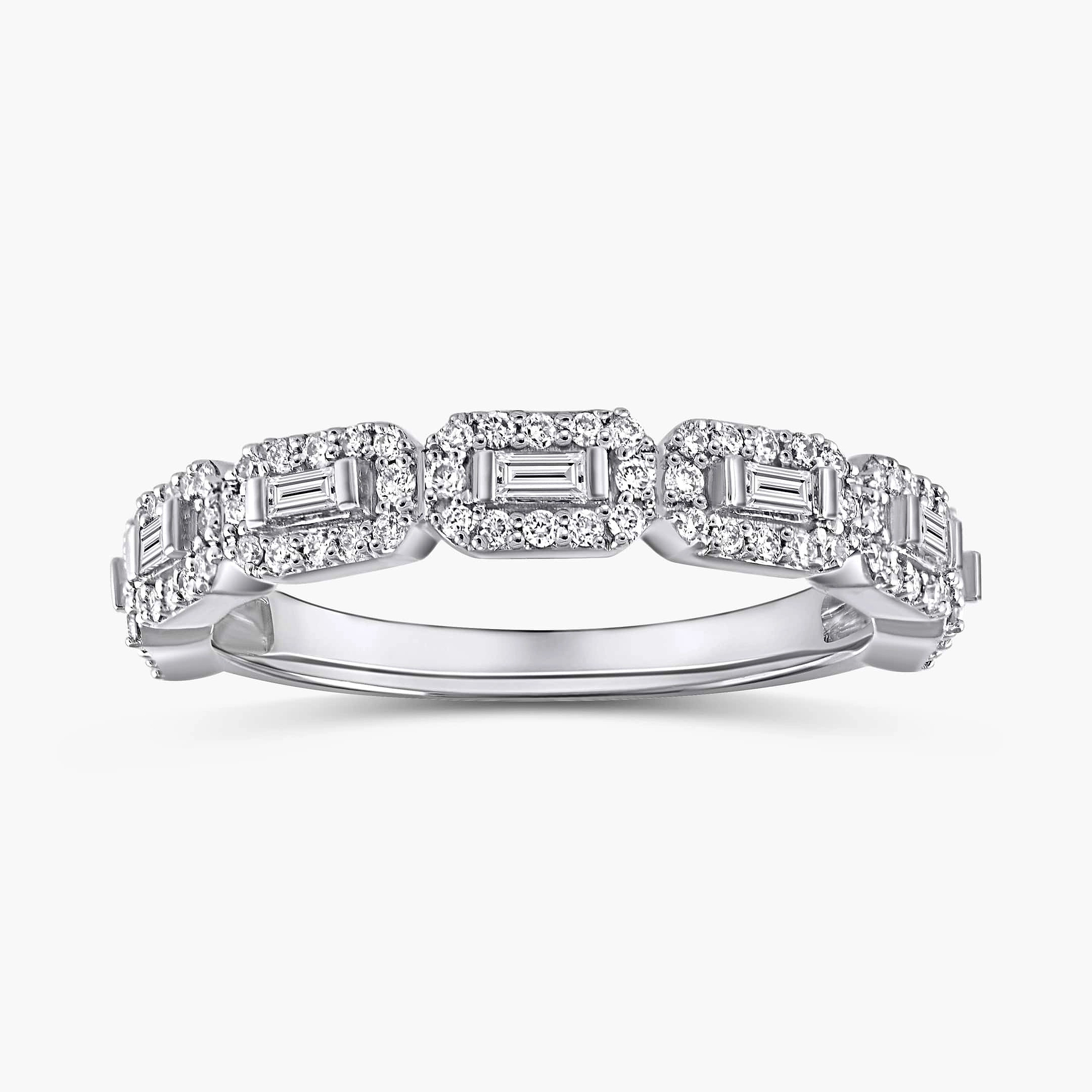 Vanessa 1/2 ctw Baguette and Round Lab Grown Diamond East West Halo Wedding Band