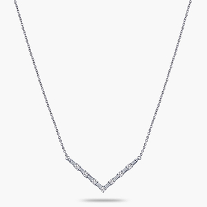 1/3 ctw Baguette and Round Lab Grown Diamond V-Shaped Necklace - 18 Inches