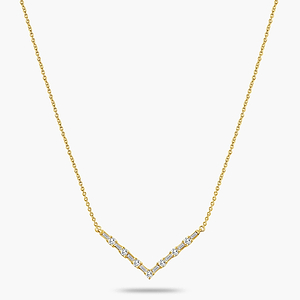 1/3 ctw Baguette and Round Lab Grown Diamond V-Shaped Necklace - 18 Inches