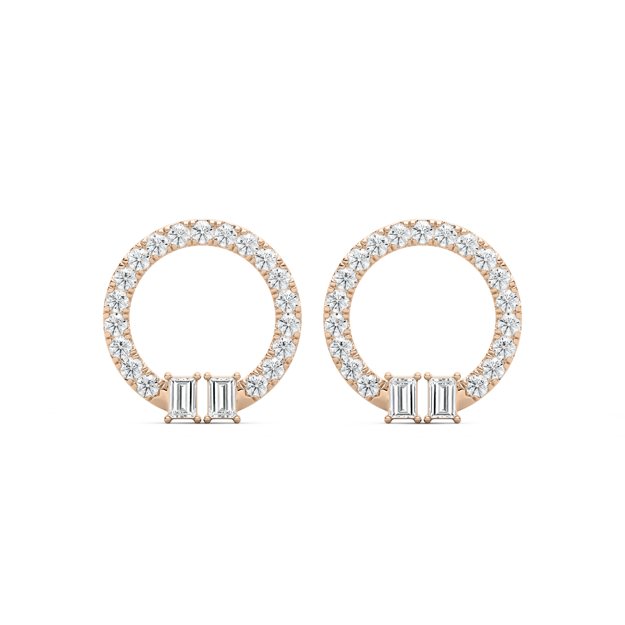 1 ⁵/₈ ctw Baguette and Round Lab Grown Diamond Circle Earrings