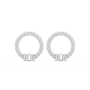 1 ⁵/₈ ctw Baguette and Round Lab Grown Diamond Circle Earrings