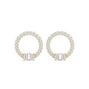 1 ⁵/₈ ctw Baguette and Round Lab Grown Diamond Circle Earrings