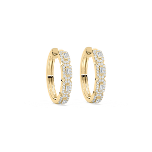 1/2 ctw Baguette Lab Grown Diamond Halo Huggie Hoop Earrings